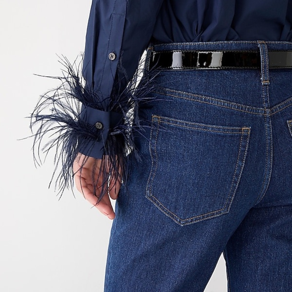 Ltd Edition - Sold Out Cotton Poplin Shirt with Feather Trim J.Crew Collection - Picture 4 of 10